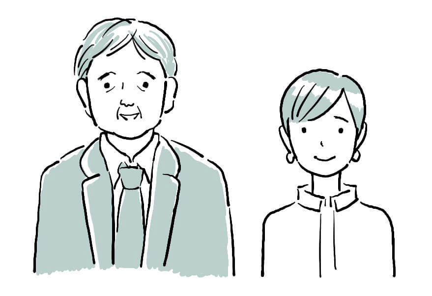 担当したスタッフと担当者が並んだイラスト