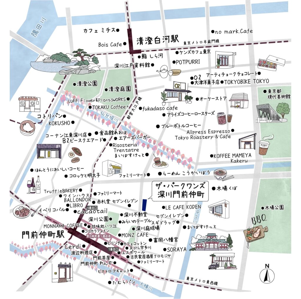 新築マンション探訪:ザ・パークワンズ深川門前仲町の現地案内図