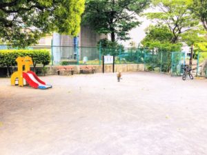 広場内に滑り台