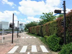 園内の自転車練習用の信号機